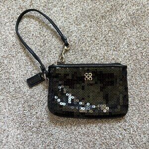 Coach Sequin Wristlet Black Sequins